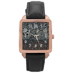 Urban Camouflage Black Grey Brown Rose Gold Leather Watch  by SpinnyChairDesigns