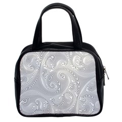 White Abstract Paisley Pattern Classic Handbag (two Sides) by SpinnyChairDesigns