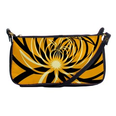 Black Yellow Abstract Floral Pattern Shoulder Clutch Bag