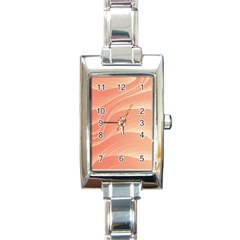 Coral Peach Swoosh Rectangle Italian Charm Watch by SpinnyChairDesigns