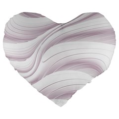 Pale Pink And White Swoosh Large 19  Premium Heart Shape Cushions by SpinnyChairDesigns