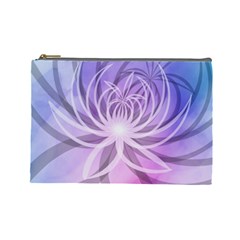 Watercolor Blue Purple Floral Pattern Cosmetic Bag (large) by SpinnyChairDesigns