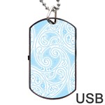 Light Blue and White Abstract Paisley Dog Tag USB Flash (One Side) Front