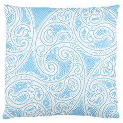 Light Blue And White Abstract Paisley Large Flano Cushion Case (two Sides) by SpinnyChairDesigns