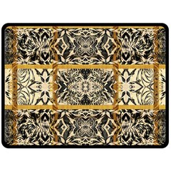Antique Black And Gold Fleece Blanket (large)  by SpinnyChairDesigns