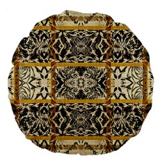 Antique Black And Gold Large 18  Premium Flano Round Cushions by SpinnyChairDesigns