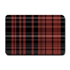 Black And Red Striped Plaid Small Doormat  by SpinnyChairDesigns