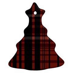 Black And Red Striped Plaid Ornament (christmas Tree)  by SpinnyChairDesigns