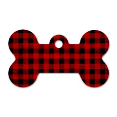 Grunge Red Black Buffalo Plaid Dog Tag Bone (two Sides) by SpinnyChairDesigns