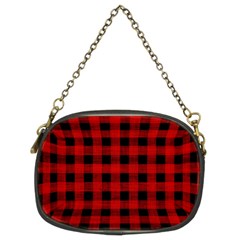 Grunge Red Black Buffalo Plaid Chain Purse (two Sides)