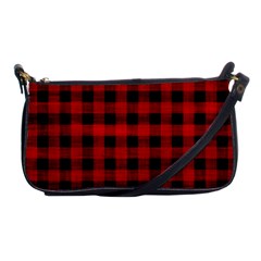Grunge Red Black Buffalo Plaid Shoulder Clutch Bag by SpinnyChairDesigns