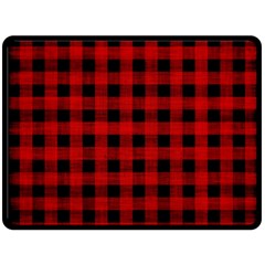 Grunge Red Black Buffalo Plaid Fleece Blanket (large)  by SpinnyChairDesigns