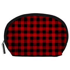 Grunge Red Black Buffalo Plaid Accessory Pouch (large) by SpinnyChairDesigns