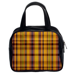 Madras Plaid Yellow Gold Classic Handbag (two Sides) by SpinnyChairDesigns