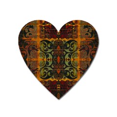 Vintage Red Gold Green Heart Magnet by SpinnyChairDesigns