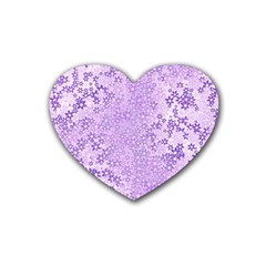 Purple Wildflowers Pattern Heart Coaster (4 Pack)  by SpinnyChairDesigns