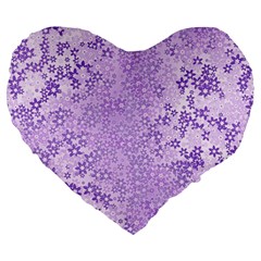 Purple Wildflowers Pattern Large 19  Premium Heart Shape Cushions by SpinnyChairDesigns