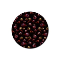 Zombie Eyes Pattern Rubber Round Coaster (4 Pack)  by SpinnyChairDesigns