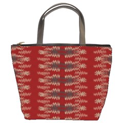 Red Grey Ikat Pattern Bucket Bag by SpinnyChairDesigns