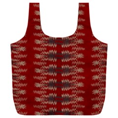 Red Grey Ikat Pattern Full Print Recycle Bag (xxxl) by SpinnyChairDesigns