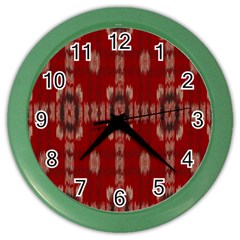 Red Grey Ikat Pattern Color Wall Clock