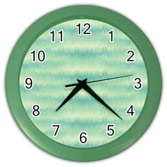 Light Green Turquoise Ikat Pattern Color Wall Clock by SpinnyChairDesigns