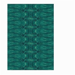 Teal Ikat Pattern Large Garden Flag (two Sides) by SpinnyChairDesigns