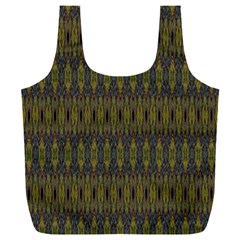 Olive Green And Blue Ikat Pattern Full Print Recycle Bag (xxxl) by SpinnyChairDesigns