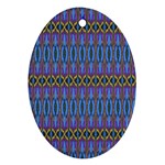 Purple Blue Ikat Stripes Ornament (Oval) Front