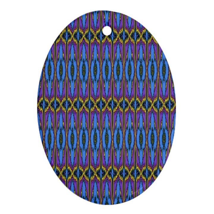 Purple Blue Ikat Stripes Ornament (Oval)