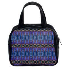 Purple Blue Ikat Stripes Classic Handbag (two Sides) by SpinnyChairDesigns