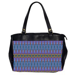 Purple Blue Ikat Stripes Oversize Office Handbag (2 Sides) by SpinnyChairDesigns