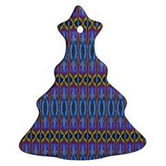 Purple Blue Ikat Stripes Ornament (christmas Tree)  by SpinnyChairDesigns