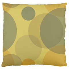 Yellow Grey Large Polka Dots Large Cushion Case (two Sides) by SpinnyChairDesigns