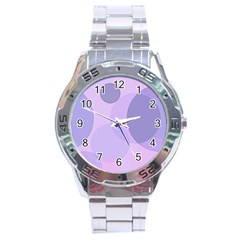 Purple Large Print Polka Dota Stainless Steel Analogue Watch