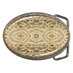 Ecru And Brown Intricate Pattern Belt Buckles by SpinnyChairDesigns