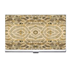 Ecru And Brown Intricate Pattern Business Card Holder by SpinnyChairDesigns