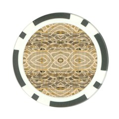 Ecru And Brown Intricate Pattern Poker Chip Card Guard by SpinnyChairDesigns