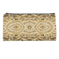 Ecru And Brown Intricate Pattern Pencil Case by SpinnyChairDesigns