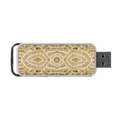 Ecru And Brown Intricate Pattern Portable Usb Flash (one Side) by SpinnyChairDesigns