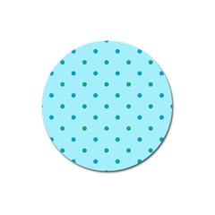 Blue Teal Green Polka Dots Magnet 3  (round) by SpinnyChairDesigns