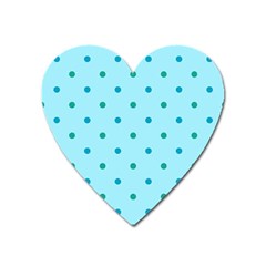 Blue Teal Green Polka Dots Heart Magnet