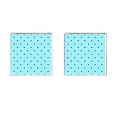 Blue Teal Green Polka Dots Cufflinks (square) by SpinnyChairDesigns