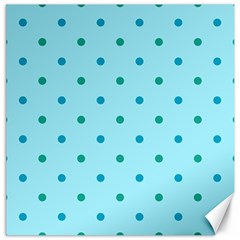 Blue Teal Green Polka Dots Canvas 20  X 20  by SpinnyChairDesigns