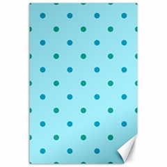 Blue Teal Green Polka Dots Canvas 24  X 36  by SpinnyChairDesigns