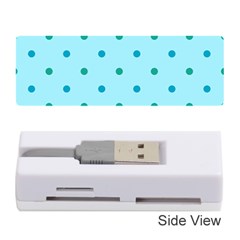 Blue Teal Green Polka Dots Memory Card Reader (stick) by SpinnyChairDesigns