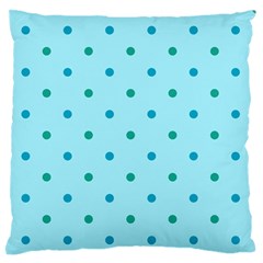 Blue Teal Green Polka Dots Large Flano Cushion Case (one Side) by SpinnyChairDesigns