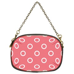 Coral Pink And White Circles Polka Dots Chain Purse (two Sides) by SpinnyChairDesigns