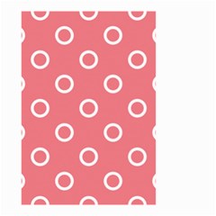 Coral Pink And White Circles Polka Dots Small Garden Flag (two Sides) by SpinnyChairDesigns