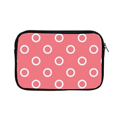 Coral Pink And White Circles Polka Dots Apple Ipad Mini Zipper Cases by SpinnyChairDesigns